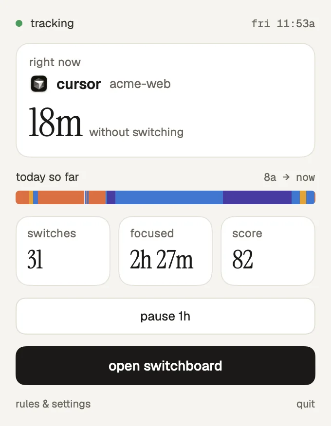 Menu bar popover